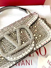 Valentino Vlogo Sequin Silver Bag - 19x10.5x5cm - 4