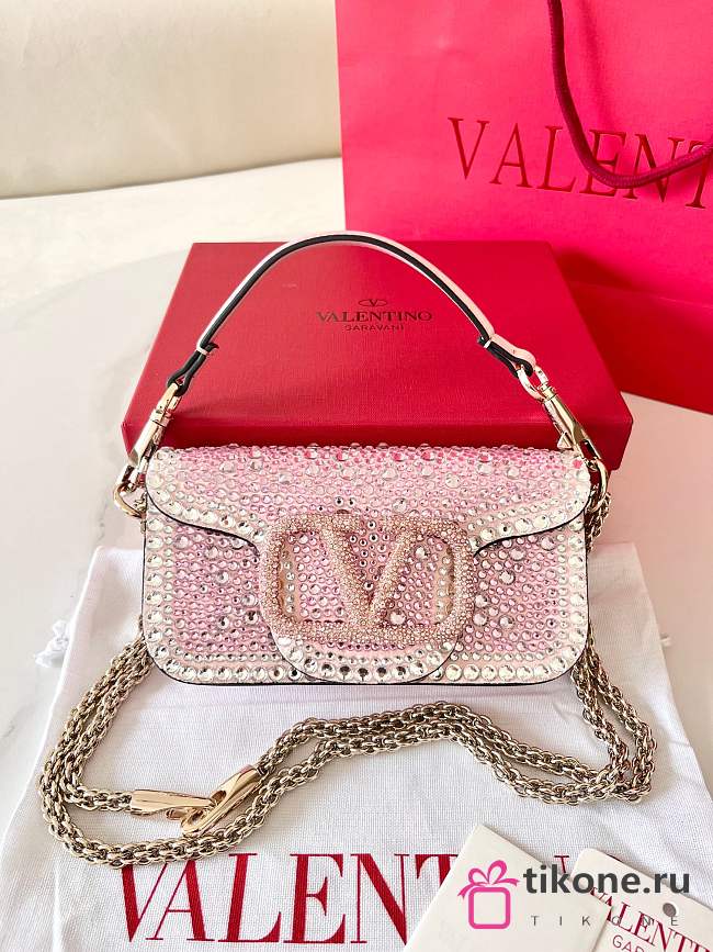 Valentino Vlogo Sequin Pink Bag - 19x10.5x5cm - 1