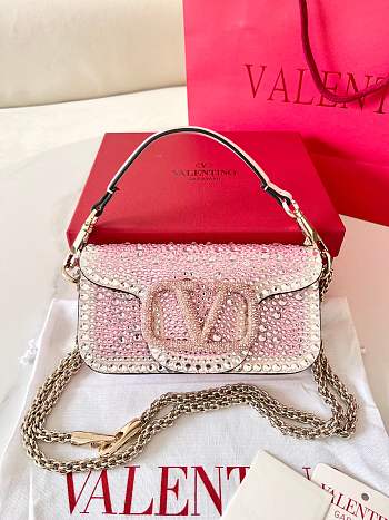 Valentino Vlogo Sequin Pink Bag - 19x10.5x5cm