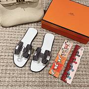 Hermes Black & White Slippers - 1