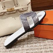 Hermes Black & White Slippers - 4