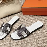 Hermes Black & White Slippers - 2