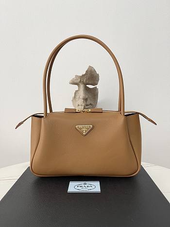 Prada Brown Medium Soft Grain Flou Shoulder Bag - 28×16×10.5cm