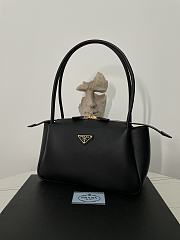 Prada Black Medium Soft Grain Flou Shoulder Bag - 28×16×10.5cm - 2