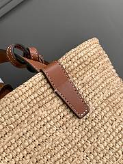 Celine Small Classic Pannier In Raffia And Calfskin - 21.5x22x13cm - 3