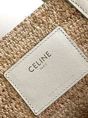 Celine Small Classic Pannier In Raffia And White Calfskin - 21.5x22x13cm - 5