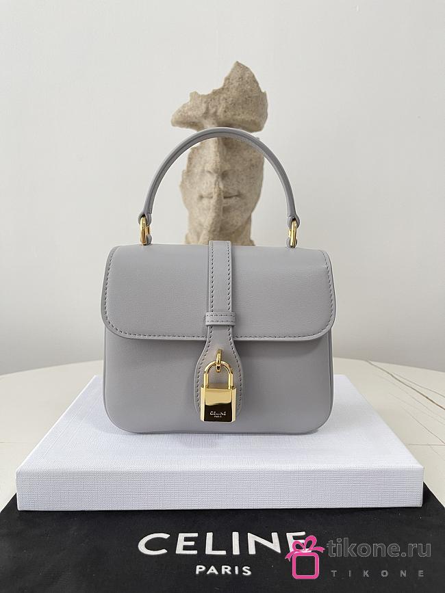 Celine Tabou Mini In Grey Calfskin - 12×16×5cm - 1