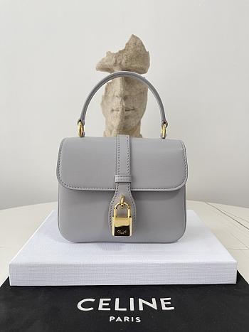 Celine Tabou Mini In Grey Calfskin - 12×16×5cm