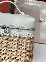 Loro Piana White Pocket Wicker Pouch 19cm - 4