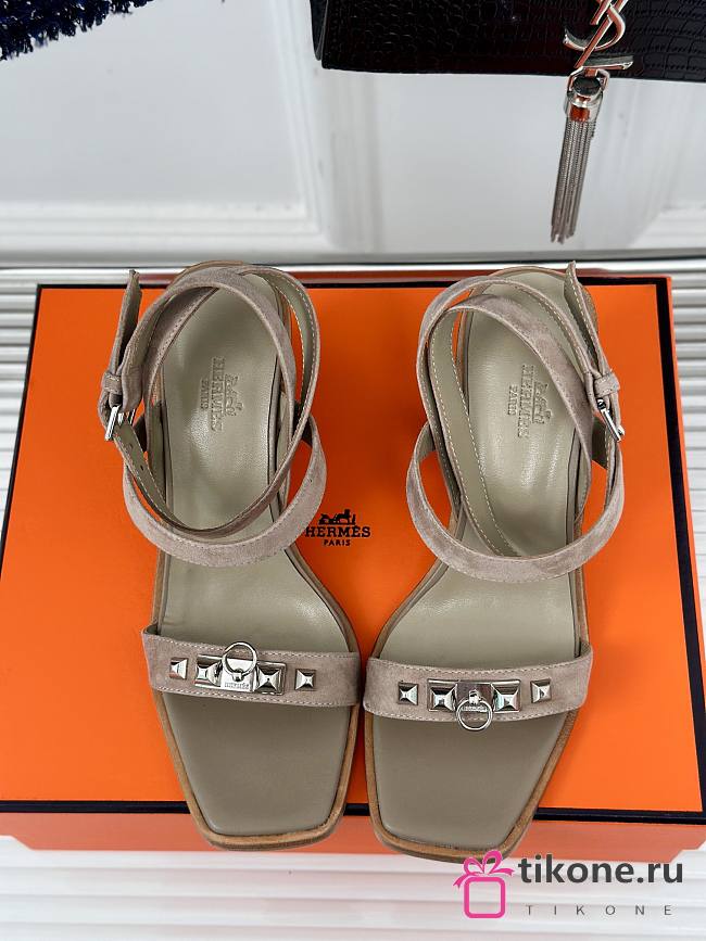 Hermes Beige Suede Sandals - 1