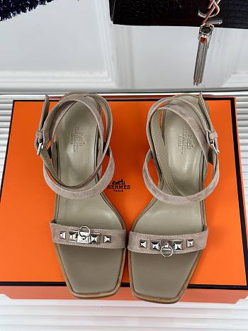 Hermes Beige Suede Sandals