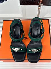 Hermes Green Suede Sandals - 1