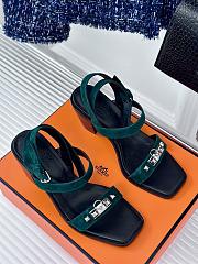 Hermes Green Suede Sandals - 2