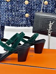 Hermes Green Suede Sandals - 3