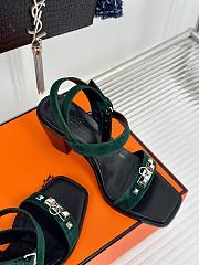 Hermes Green Suede Sandals - 4