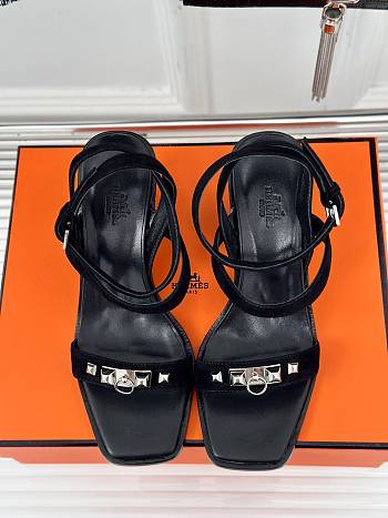 Hermes Black Suede Sandals