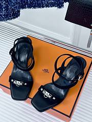 Hermes Black Suede Sandals - 5