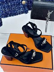 Hermes Black Suede Sandals - 4