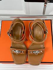 Hermes Brown Suede Sandals - 1