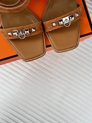 Hermes Brown Suede Sandals - 2