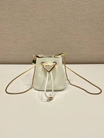 Prada Micro White Bucket Bag - 10x12x7cm