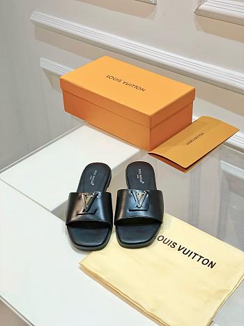 Louis Vuitton LV Black Leather Slippers