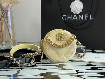 Chanel 19 Sequin Round Clutch With Chain Yellow