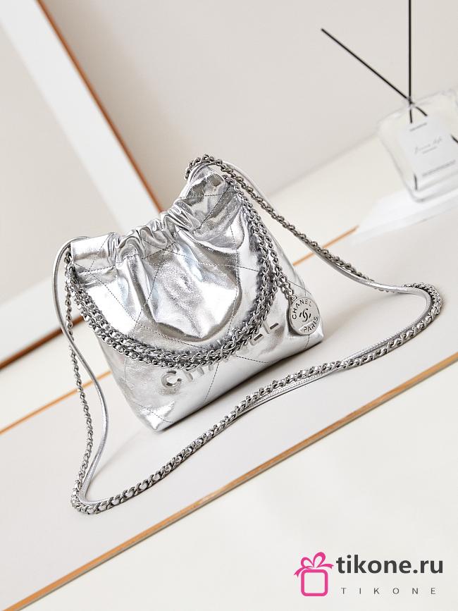 Chanel 22 Mini Silver Hobo Bag - 19x20x6cm - 1