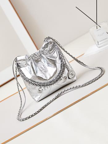 Chanel 22 Mini Silver Hobo Bag - 19x20x6cm