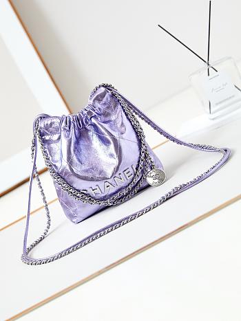 Chanel 22 Mini Light Purple Hobo Bag - 19x20x6cm