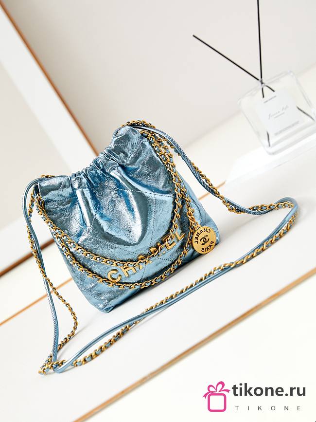 Chanel 22 Mini Light Blue Hobo Bag - 19x20x6cm - 1