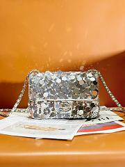 Chanel Silver Sequins Flap Bag 20cm - 1