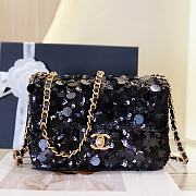 Chanel Black Sequin Flap Bag 20cm - 4