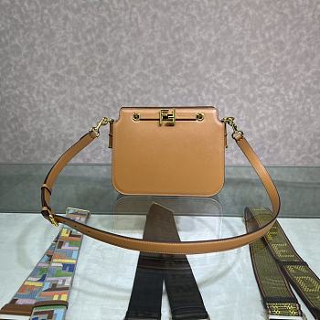 Fendi Touch Brown Leather Shoulder Bag - 26.5x10x19cm