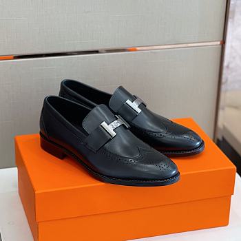 Hermes Loafers Black Leather For Men