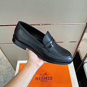 Hermes Men Loafers Black Genuine Leather  - 2