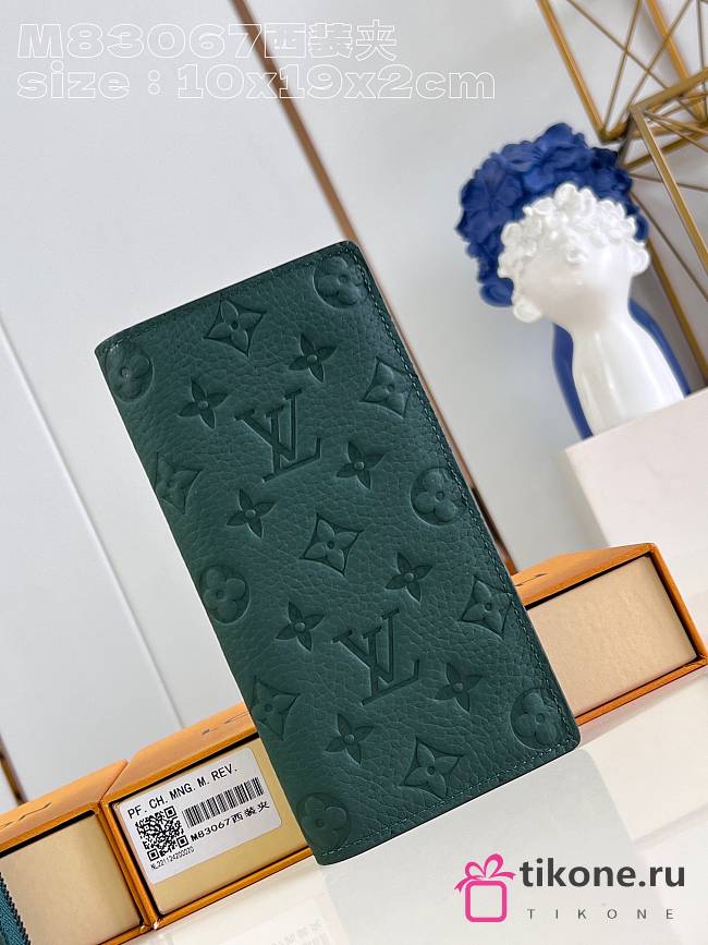 Louis Vuitton M83067 Green Taurillon Monogram Wallet - 10x19x2cm - 1