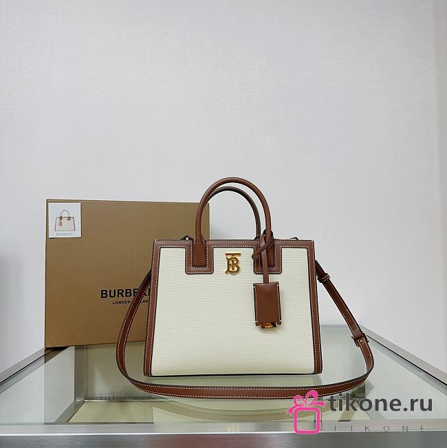 Buberry Canvas Mini Frances Tote Natural Malt Brown - 20x11x8.8cm - 1