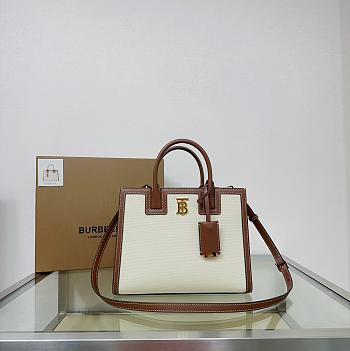 Buberry Canvas Mini Frances Tote Natural Malt Brown - 20x11x8.8cm