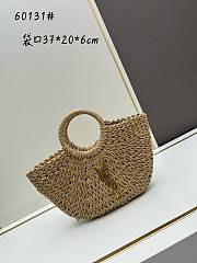 YSL Medium Straw Cabbage Basket - 37x20x6cm - 1