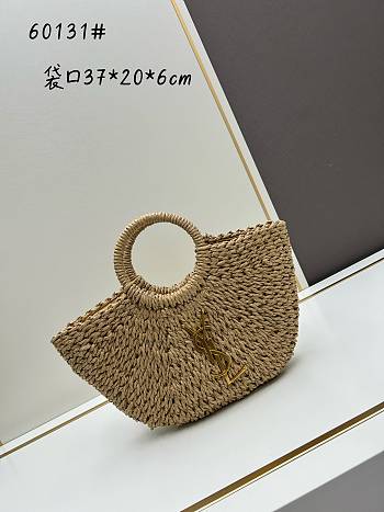 YSL Medium Straw Cabbage Basket - 37x20x6cm