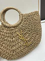 YSL Medium Straw Cabbage Basket - 37x20x6cm - 3