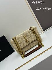 YSL Natural Niki Raffia And Leather Medium Shoulder Bag - 22x14x7cm - 1