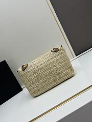 YSL Natural Niki Raffia And Leather Medium Shoulder Bag - 22x14x7cm - 3