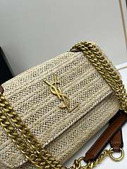 YSL Natural Niki Raffia And Leather Medium Shoulder Bag - 22x14x7cm - 4