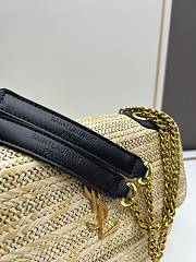 YSL Natural Niki Raffia And Black Leather Medium Bag - 22x14x7cm - 4