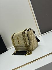 YSL Natural Niki Raffia And Black Leather Medium Bag - 22x14x7cm - 3