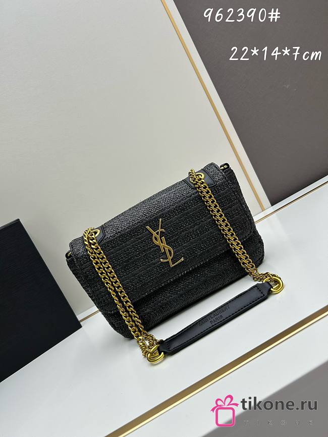 YSL Black Niki Raffia Medium Bag - 22x14x7cm - 1