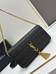 YSL Kate Black Raffia Bag - 26x14x6cm - 4