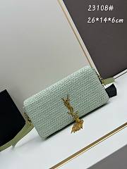 YSL Kate Blue Raffia Bag - 26x14x6cm - 1